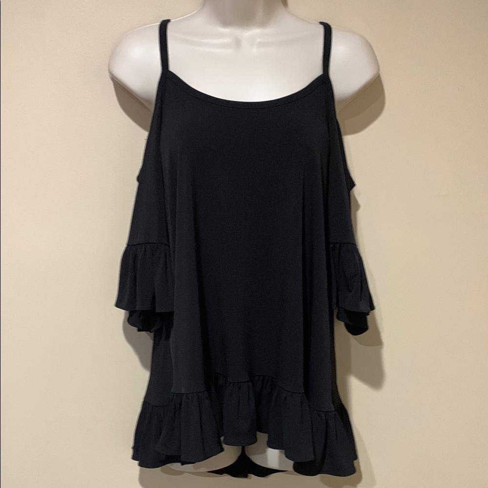 Michael Kors cold shoulder ruffle top